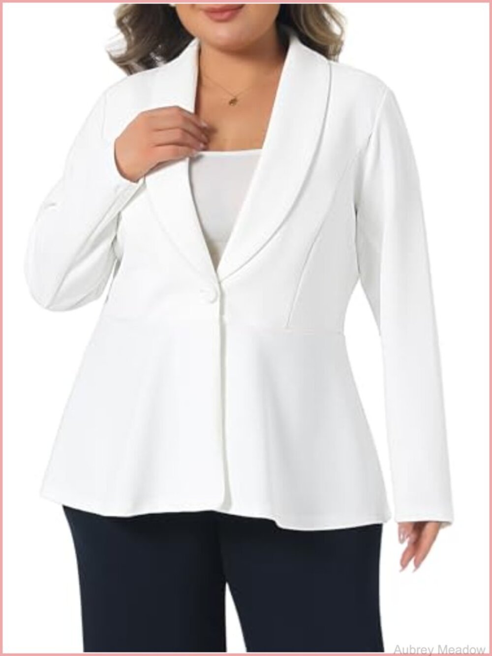 Plus Size Shawl Collar Peplum Blazer Work Business Casual Suit Jacket